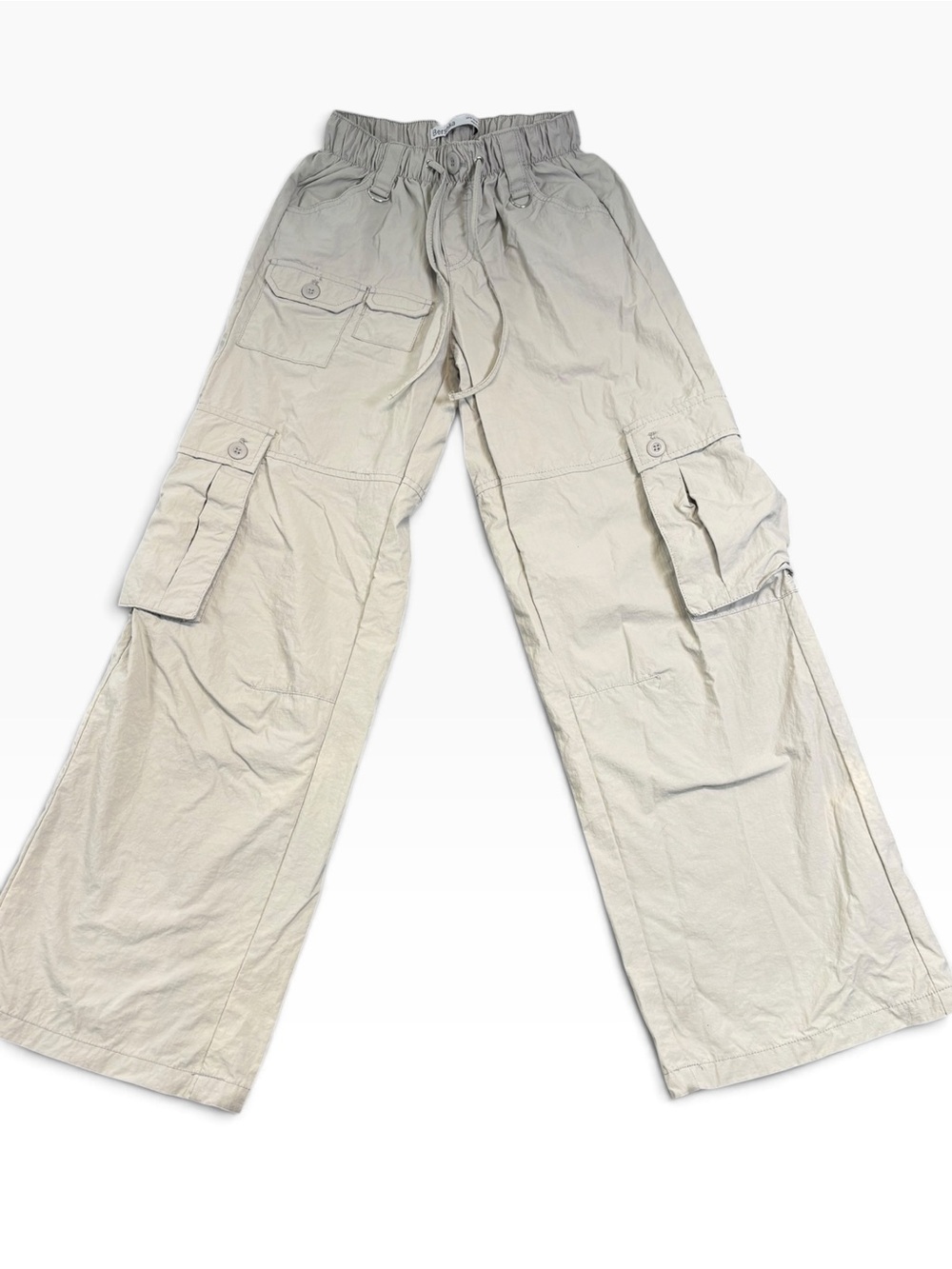🔥 Bershka Y2K Wide Leg Cargo Pants Beige Size 00 Fits 6-8 Utility
